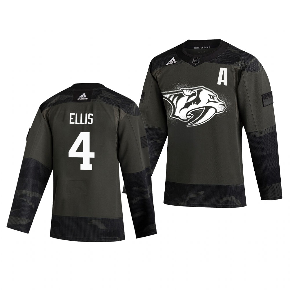 Nashville Predators #4 Ryan Ellis Adidas 2019 Veterans Day Men's Authentic Practice NHL Jersey Camo Nashville Predators #4 Ryan Ellis Adidas 2019 Veterans Day Men's Authentic Practice NHL Jersey Camo