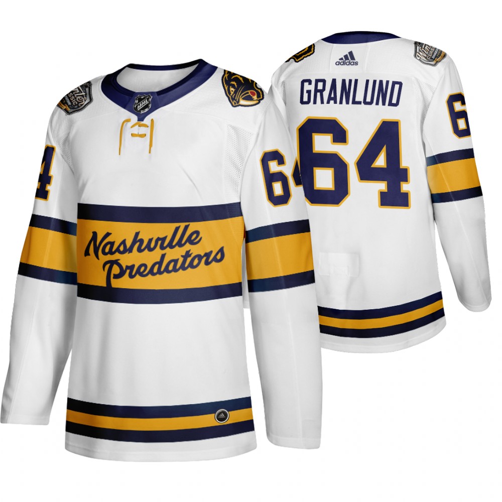 Adidas Predators #64 Mikael Ggranlund Men's White 2020 Winter Classic Retro Authentic NHL Jersey