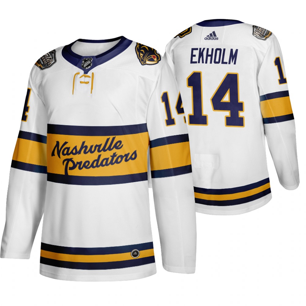 Adidas Predators #14 Mattias Ekholm Men's White 2020 Winter Classic Retro Authentic NHL Jersey