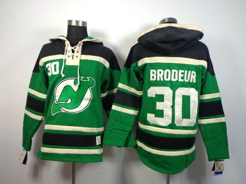 Devils #30 Martin Brodeur Green St. Patrick's Day McNary Lace Hoodie Stitched NHL Jersey Devils #30 Martin Brodeur Green St. Patrick's Day McNary Lace Hoodie Stitched NHL Jersey