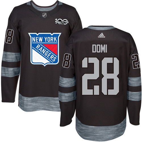 Adidas Rangers #28 Tie Domi Black 1917-2017 100th Anniversary Stitched NHL Jersey Adidas Rangers #28 Tie Domi Black 1917-2017 100th Anniversary Stitched NHL Jersey