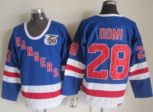 Rangers #28 Tie Domi Blue CCM 75TH Stitched NHL Jersey Rangers #28 Tie Domi Blue CCM 75TH Stitched NHL Jersey