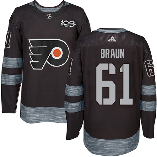 Adidas Flyers #61 Justin Braun Black 1917-2017 100th Anniversary Stitched NHL Jersey Adidas Flyers #61 Justin Braun Black 1917-2017 100th Anniversary Stitched NHL Jersey