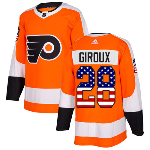 Adidas Flyers #28 Claude Giroux Orange Home Authentic USA Flag Stitched NHL Jersey Adidas Flyers #28 Claude Giroux Orange Home Authentic USA Flag Stitched NHL Jersey