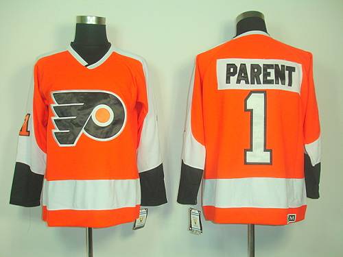Flyers #1 Bernie Parent Orange CCM Throwback Stitched NHL Jersey Flyers #1 Bernie Parent Orange CCM Throwback Stitched NHL Jersey
