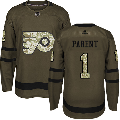 Adidas Flyers #1 Bernie Parent Green Salute to Service Stitched NHL Jersey Adidas Flyers #1 Bernie Parent Green Salute to Service Stitched NHL Jersey