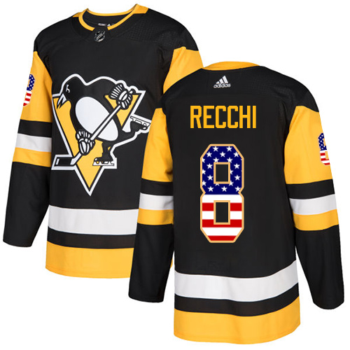 Adidas Penguins #8 Mark Recchi Black Home Authentic USA Flag Stitched NHL Jersey Adidas Penguins #8 Mark Recchi Black Home Authentic USA Flag Stitched NHL Jersey