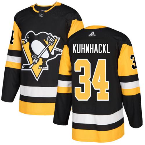 Adidas Penguins #34 Tom Kuhnhackl Black Home Authentic Stitched NHL Jersey Adidas Penguins #34 Tom Kuhnhackl Black Home Authentic Stitched NHL Jersey