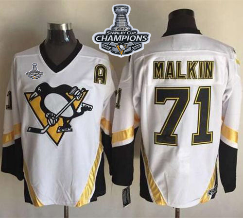 Penguins #71 Evgeni Malkin White CCM Throwback 2017 Stanley Cup Finals Champions Stitched NHL Jersey Penguins #71 Evgeni Malkin White CCM Throwback 2017 Stanley Cup Finals Champions Stitched NHL Jersey