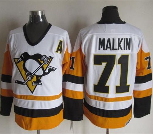 Penguins #71 Evgeni Malkin White/Black CCM Throwback Stitched NHL Jersey Penguins #71 Evgeni Malkin White/Black CCM Throwback Stitched NHL Jersey