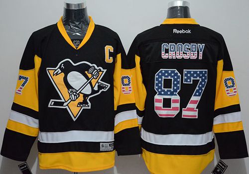 Penguins #87 Sidney Crosby Black Alternate USA Flag Fashion Stitched NHL Jersey Penguins #87 Sidney Crosby Black Alternate USA Flag Fashion Stitched NHL Jersey