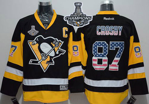 Penguins #87 Sidney Crosby Black Alternate USA Flag Fashion 2017 Stanley Cup Finals Champions Stitched NHL Jersey Penguins #87 Sidney Crosby Black Alternate USA Flag Fashion 2017 Stanley Cup Finals Champions Stitched NHL Jersey
