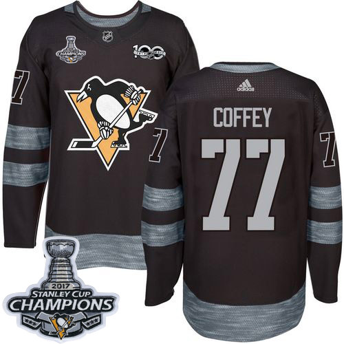 Adidas Penguins #77 Paul Coffey Black 1917-2017 100th Anniversary Stanley Cup Finals Champions Stitched NHL Jersey Adidas Penguins #77 Paul Coffey Black 1917-2017 100th Anniversary Stanley Cup Finals Champions Stitched NHL Jersey
