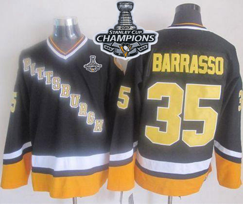 Penguins #35 Tom Barrasso Black/Yellow CCM Throwback 2017 Stanley Cup Finals Champions Stitched NHL Jersey Penguins #35 Tom Barrasso Black/Yellow CCM Throwback 2017 Stanley Cup Finals Champions Stitched NHL Jersey