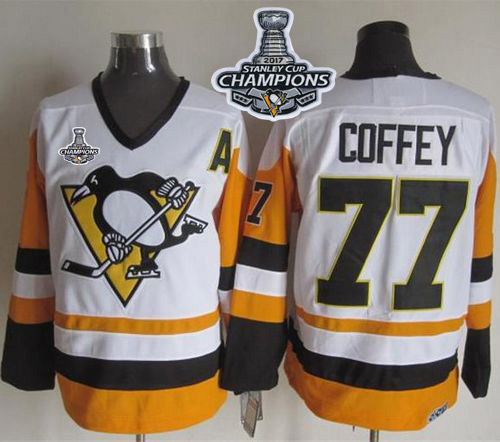 Penguins #77 Paul Coffey White/Black CCM Throwback 2017 Stanley Cup Finals Champions Stitched NHL Jersey Penguins #77 Paul Coffey White/Black CCM Throwback 2017 Stanley Cup Finals Champions Stitched NHL Jersey