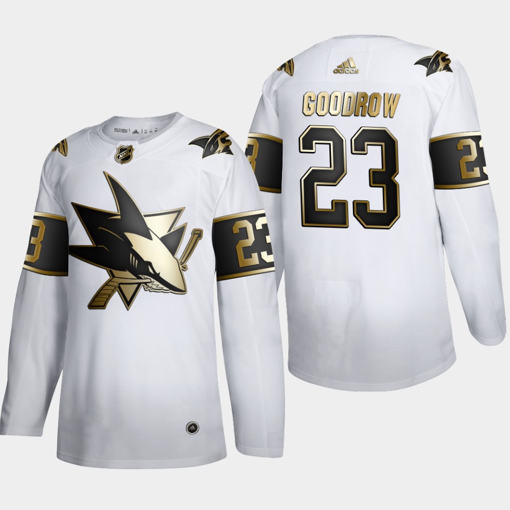 San Jose Sharks #23 Barclay Goodrow Men's Adidas White Golden Edition Limited Stitched NHL Jersey San Jose Sharks #23 Barclay Goodrow Men's Adidas White Golden Edition Limited Stitched NHL Jersey