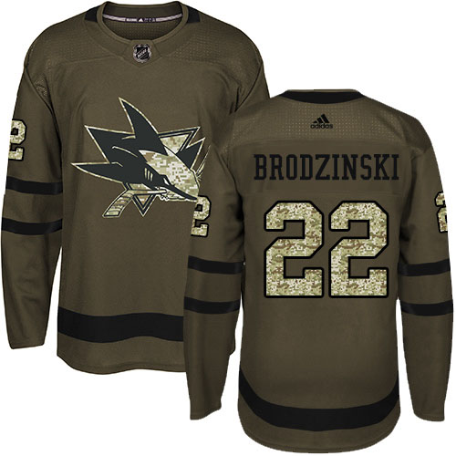 Adidas Sharks #22 Jonny Brodzinski Green Salute to Service Stitched NHL Jersey Adidas Sharks #22 Jonny Brodzinski Green Salute to Service Stitched NHL Jersey