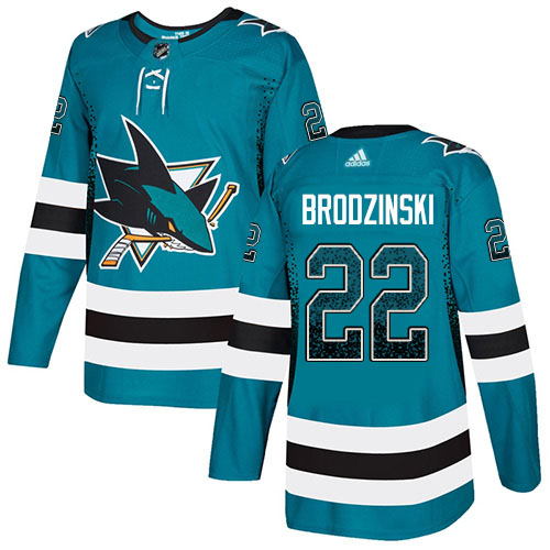Adidas Sharks #22 Jonny Brodzinski Teal Home Authentic Drift Fashion Stitched NHL Jersey Adidas Sharks #22 Jonny Brodzinski Teal Home Authentic Drift Fashion Stitched NHL Jersey