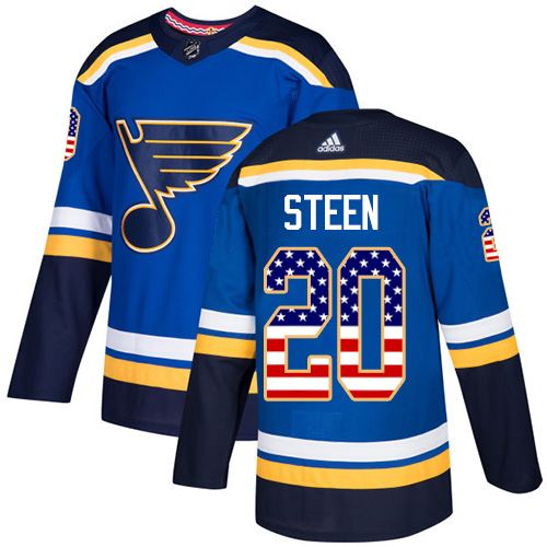 Adidas Blues #20 Alexander Steen Blue Home Authentic USA Flag Stitched NHL Jersey Adidas Blues #20 Alexander Steen Blue Home Authentic USA Flag Stitched NHL Jersey