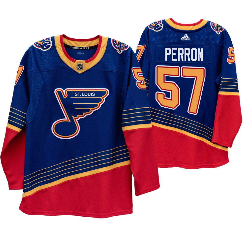 St. Louis Blues #57 David Perron 90s Vintage 2019-20 Authentic Royal NHL Jersey St. Louis Blues #57 David Perron 90s Vintage 2019-20 Authentic Royal NHL Jersey