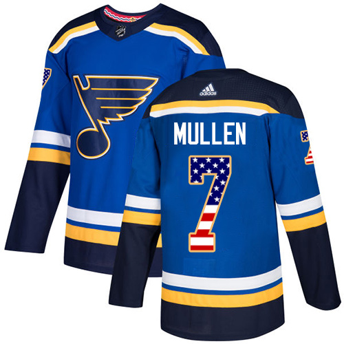 Adidas Blues #7 Joe Mullen Blue Home Authentic USA Flag Stitched NHL Jersey Adidas Blues #7 Joe Mullen Blue Home Authentic USA Flag Stitched NHL Jersey