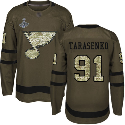 Adidas Blues #91 Vladimir Tarasenko Green Salute to Service Stanley Cup Champions Stitched NHL Jersey Adidas Blues #91 Vladimir Tarasenko Green Salute to Service Stanley Cup Champions Stitched NHL Jersey