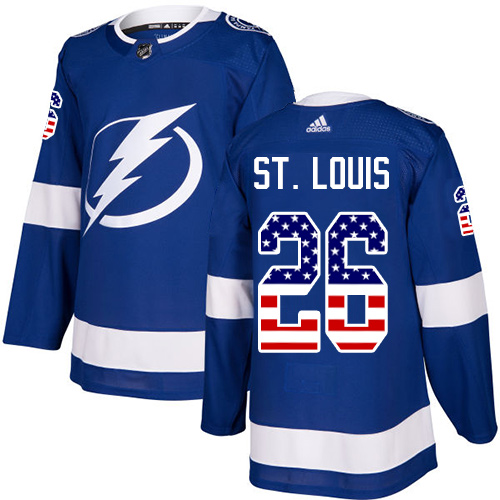 Adidas Lightning #26 Martin St. Louis Blue Home Authentic USA Flag Stitched NHL Jersey Adidas Lightning #26 Martin St. Louis Blue Home Authentic USA Flag Stitched NHL Jersey