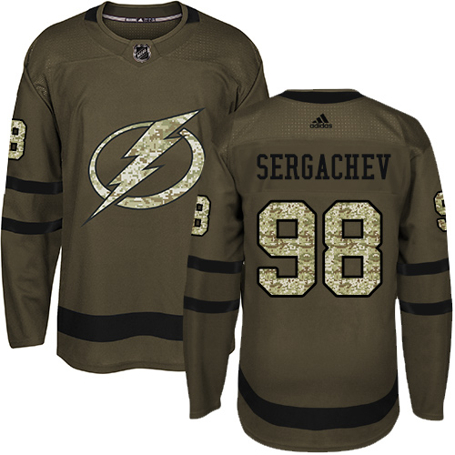 Adidas Lightning #98 Mikhail Sergachev Green Salute to Service Stitched NHL Jersey Adidas Lightning #98 Mikhail Sergachev Green Salute to Service Stitched NHL Jersey