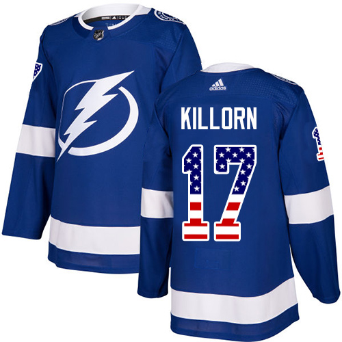 Adidas Lightning #17 Alex Killorn Blue Home Authentic USA Flag Stitched NHL Jersey Adidas Lightning #17 Alex Killorn Blue Home Authentic USA Flag Stitched NHL Jersey
