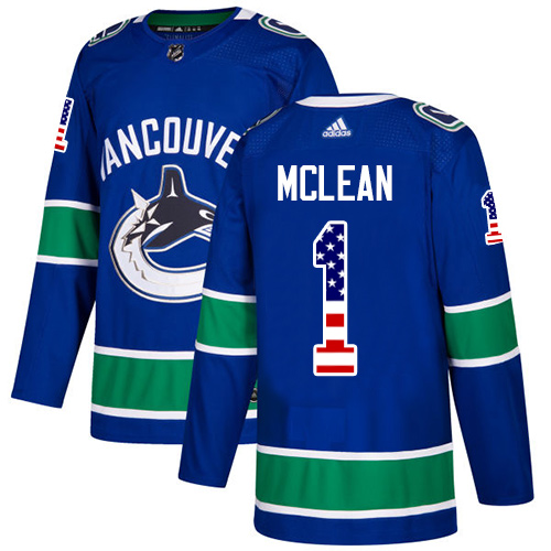 Adidas Canucks #1 Kirk Mclean Blue Home Authentic USA Flag Stitched NHL Jersey Adidas Canucks #1 Kirk Mclean Blue Home Authentic USA Flag Stitched NHL Jersey