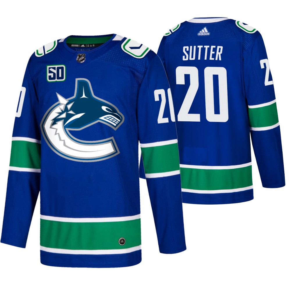 Men's Vancouver Canucks #20 Brandon Sutter Adidas Blue 2019-20 Home Authentic NHL Jersey