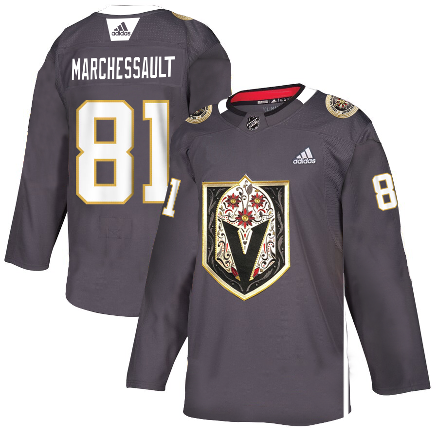 Vegas Golden Knights #81 Jonathan Marchessault Men's Grey Adidas Latino Heritage Night Stitched NHL Jersey Vegas Golden Knights #81 Jonathan Marchessault Men's Grey Adidas Latino Heritage Night Stitched NHL Jersey
