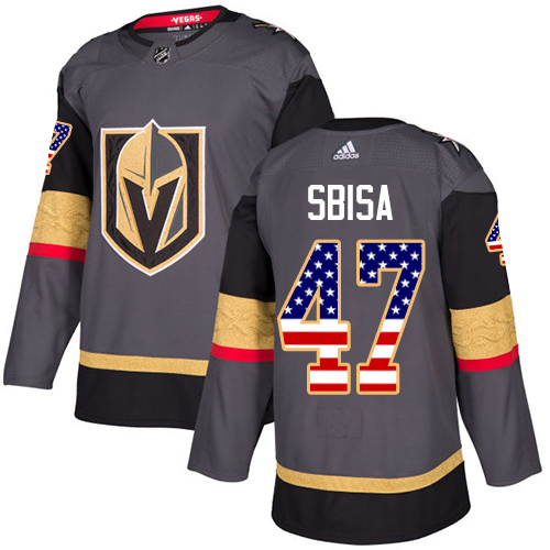 Adidas Golden Knights #47 Luca Sbisa Grey Home Authentic USA Flag Stitched NHL Jersey Adidas Golden Knights #47 Luca Sbisa Grey Home Authentic USA Flag Stitched NHL Jersey