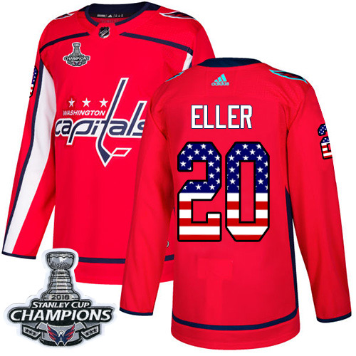 Adidas Capitals #20 Lars Eller Red Home Authentic USA Flag Stanley Cup Final Champions Stitched NHL Jersey Adidas Capitals #20 Lars Eller Red Home Authentic USA Flag Stanley Cup Final Champions Stitched NHL Jersey
