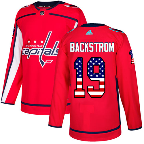 Adidas Capitals #19 Nicklas Backstrom Red Home Authentic USA Flag Stitched NHL Jersey Adidas Capitals #19 Nicklas Backstrom Red Home Authentic USA Flag Stitched NHL Jersey