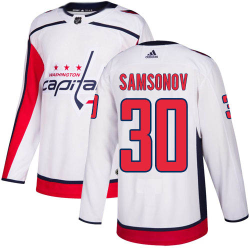 Adidas Capitals #30 Ilya Samsonov White Road Authentic Stitched NHL Jersey Adidas Capitals #30 Ilya Samsonov White Road Authentic Stitched NHL Jersey