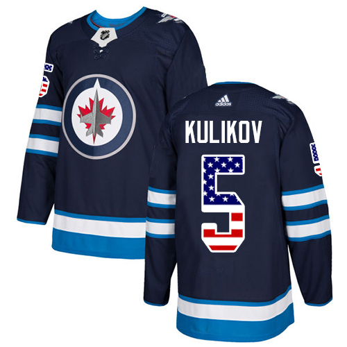 Adidas Jets #5 Dmitry Kulikov Navy Blue Home Authentic USA Flag Stitched NHL Jersey Adidas Jets #5 Dmitry Kulikov Navy Blue Home Authentic USA Flag Stitched NHL Jersey