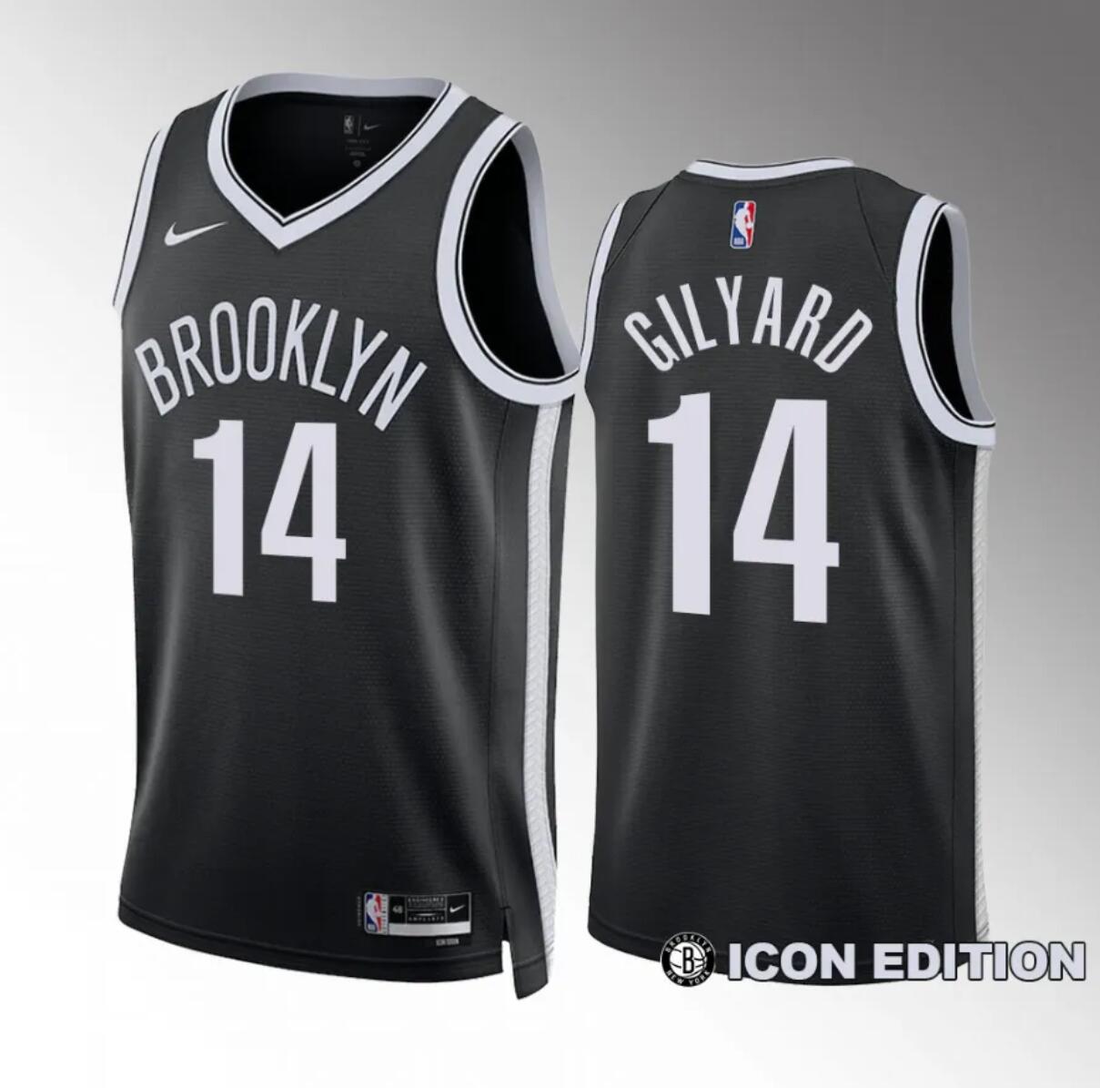 Men's Brooklyn Nets #14 Jacob Gilyard Black Icon Edition Stitched Basketball Jersey