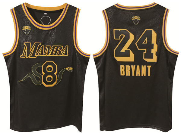 Men's Los Angeles Lakers Front #8 Back #24 Kobe Bryant Black Stitched Basketball Jersey Men's Los Angeles Lakers Front #8 Back #24 Kobe Bryant Black Stitched Basketball Jersey