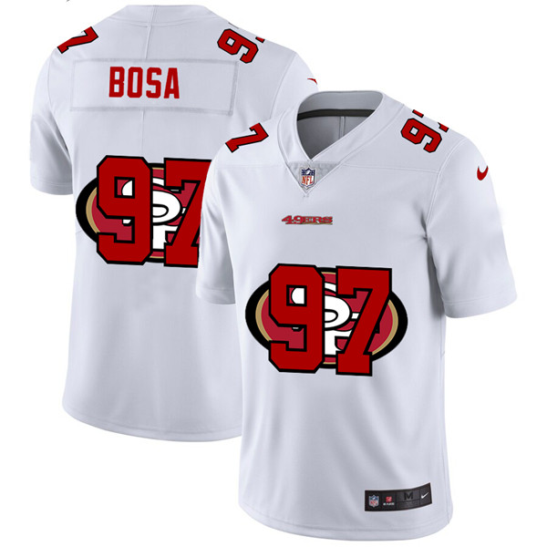 Men's San Francisco 49ers #97 Nick Bosa White NFL Stitched Jersey Men's San Francisco 49ers #97 Nick Bosa White NFL Stitched Jersey