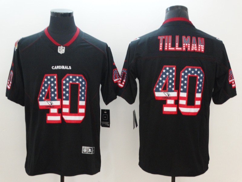 Men's Arizona Cardinals #40 Pat Tillman Black 2018 USA Flag Color Rush Limited Fashion NFL Stitched Jersey