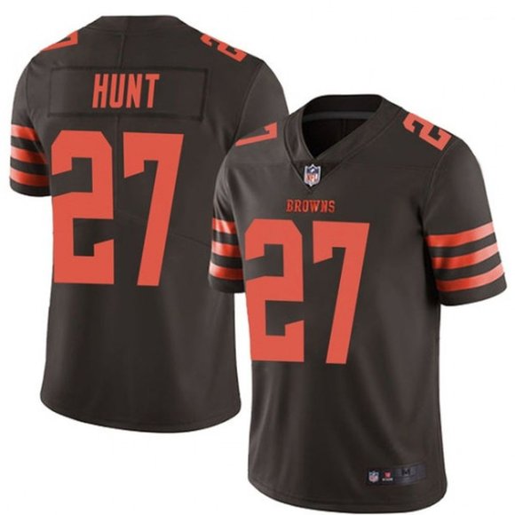 Men's Cleveland Browns #27 Kareem Hunt Brown Color Rush Limited Stitched Jersey Men's Cleveland Browns #27 Kareem Hunt Brown Color Rush Limited Stitched Jersey