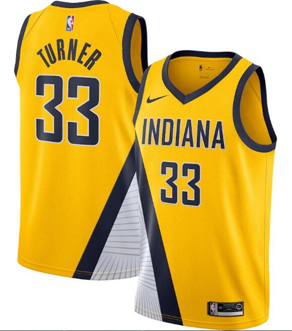 Men's Indiana Pacers Yellow #33 Myles Turner Statement Edition Swingman Stitched Jersey