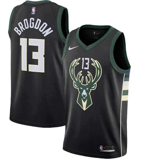 Men's Milwaukee Bucks Black #13 Malcolm Brogdon Statement Edition Stitched Swingman Jersey