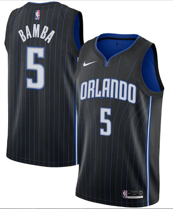 Men's Orlando Magic Black #5 Mohamed Bamba Icon Edition Stitched Swingman Jersey