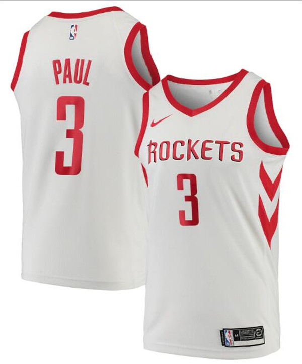 Men's Houston Rockets #3 Chris Paul White NBA Association Edition Swingman Stitched Jersey Men's Houston Rockets #3 Chris Paul White NBA Association Edition Swingman Stitched Jersey