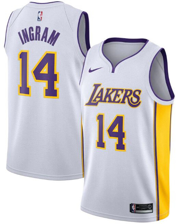 Men's Los Angeles Lakers #14 Brandon Ingram White NBA Association Edition Stitched Jersey