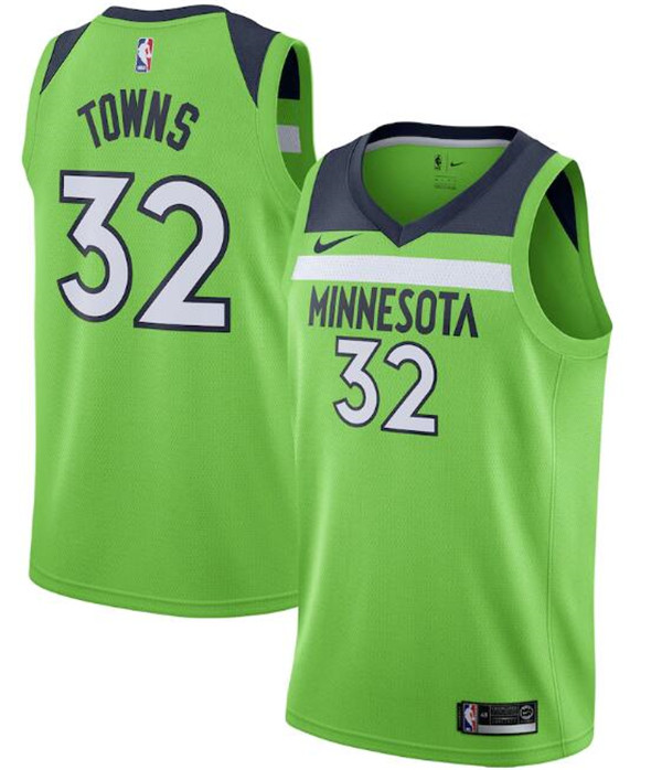 Men's Minnesota Timberwolves #32 Karl-Anthony Towns Green NBA Statement Edition Stitched Jersey Men's Minnesota Timberwolves #32 Karl-Anthony Towns Green NBA Statement Edition Stitched Jersey