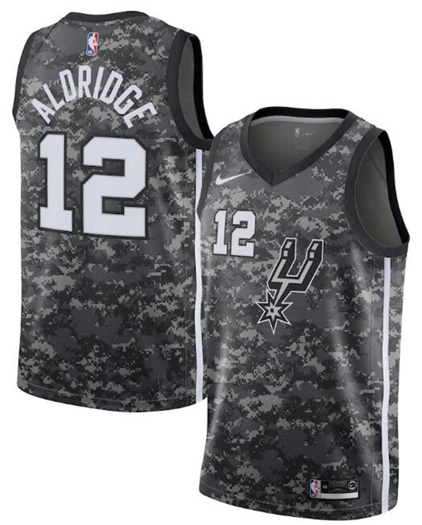 Men's San Antonio Spurs #12 Lamarcus Aldridge Black NBA City Edition Swingman Stitched Jersey