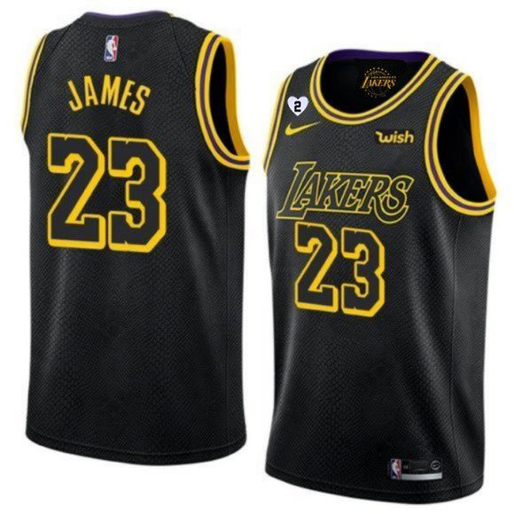 Men's Los Angeles Lakers #23 LeBron James With Gigi Patch Black NBA Stitched Jersey Men's Los Angeles Lakers #23 LeBron James With Gigi Patch Black NBA Stitched Jersey